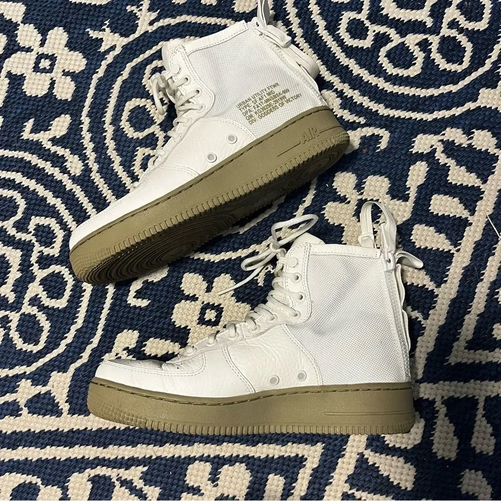 Nike AF1 White Leather Sneakers Zip Back
